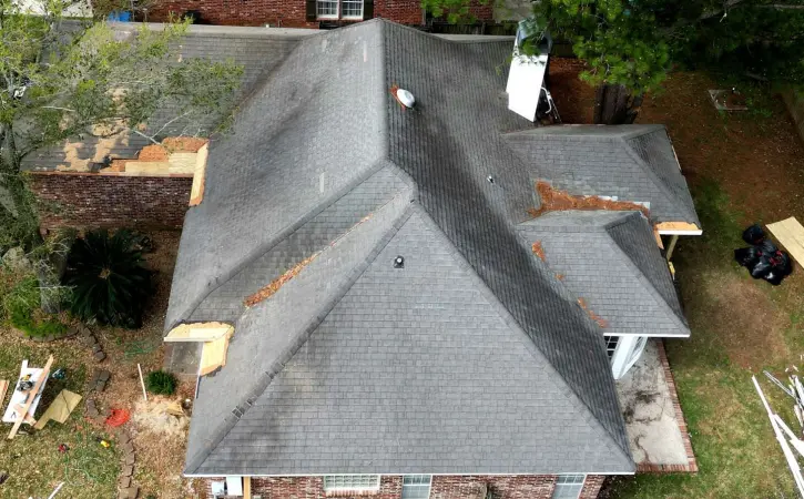 Deteriorated house roof needing a louisiana roofing company to repair it.