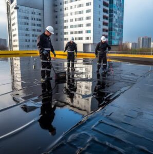 Analyzing ponded water during a commercial roof inspection
