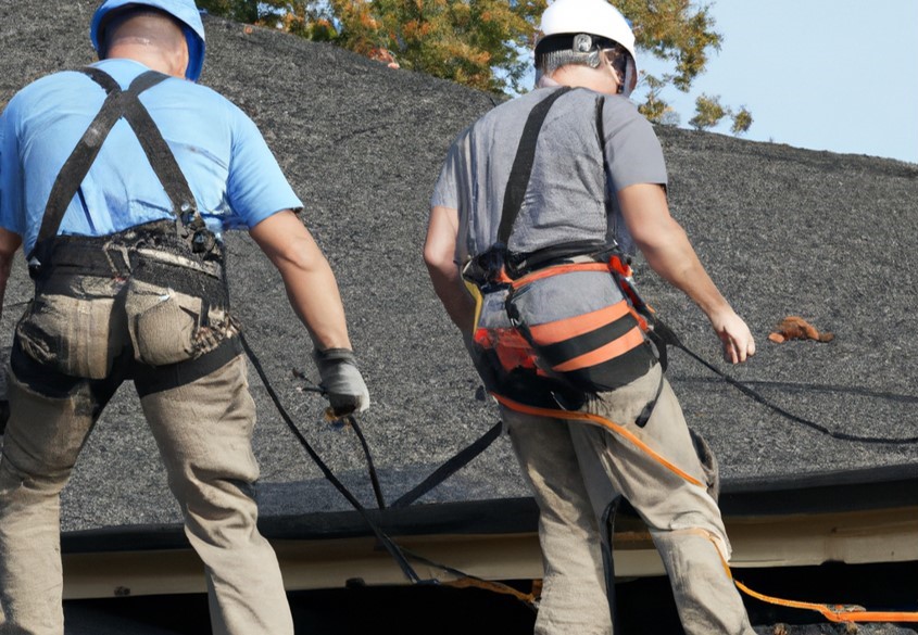 Roof maintenance service performed by two roofers